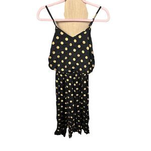 Cassee's Black & Gold Polka Dot Cropped Wide Leg Jumpsuit NWT Petite Small